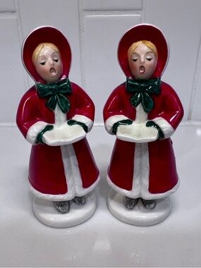 Vintage Goebel Figurine Lady Caroler Set Of 2